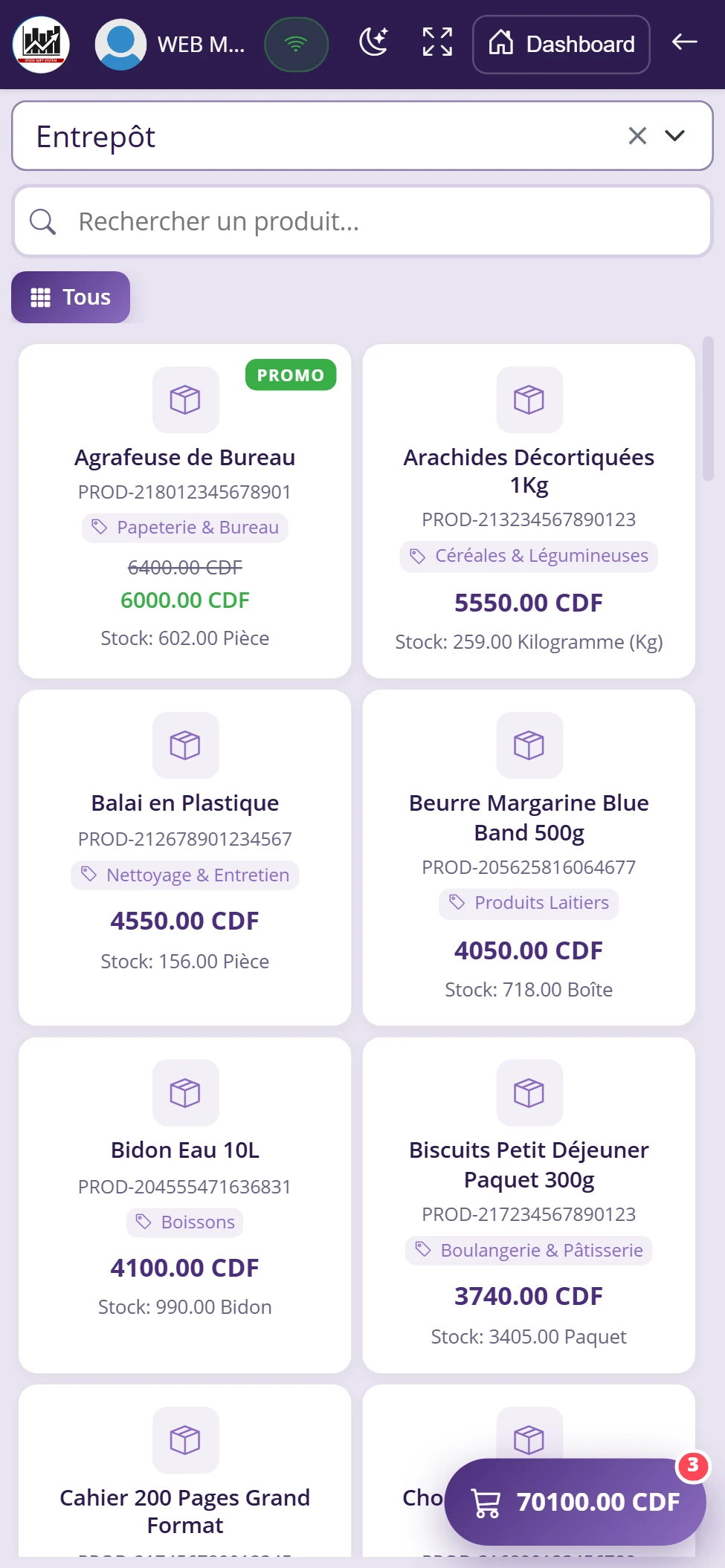 Point de vente sur téléphone